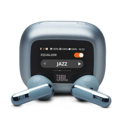 JBL brezžične slušalke z ohišjem s zaslonom, svetlo modre barve, prikaz izenačevalnika