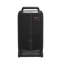 Zadnja stran ovitka JBL PartyCover 520 z zadrgo po sredini, mrežastima žepoma in dostopom do ročaja.