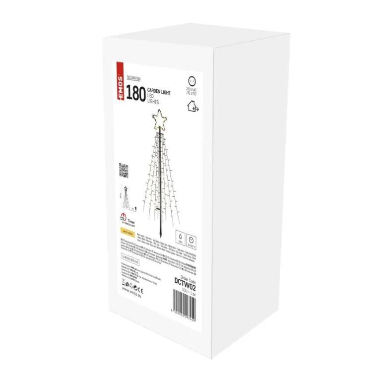 Božična LED jelka kovinska, 180 cm, zunanja in notranja, topla bela