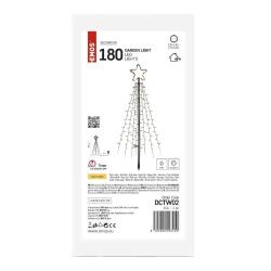Božična LED jelka kovinska, 180 cm, zunanja in notranja, topla bela
