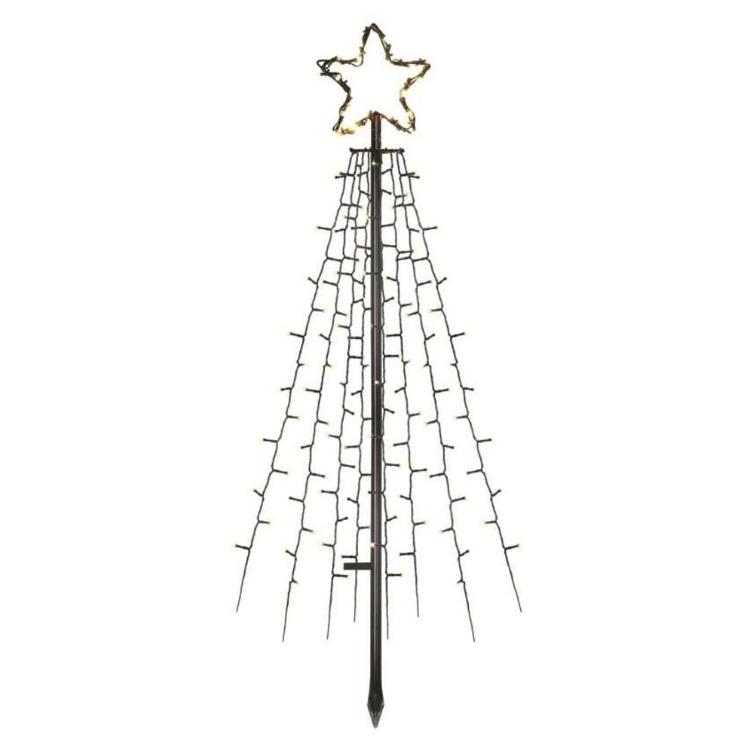 Božična LED jelka kovinska, 180 cm, zunanja in notranja, topla bela