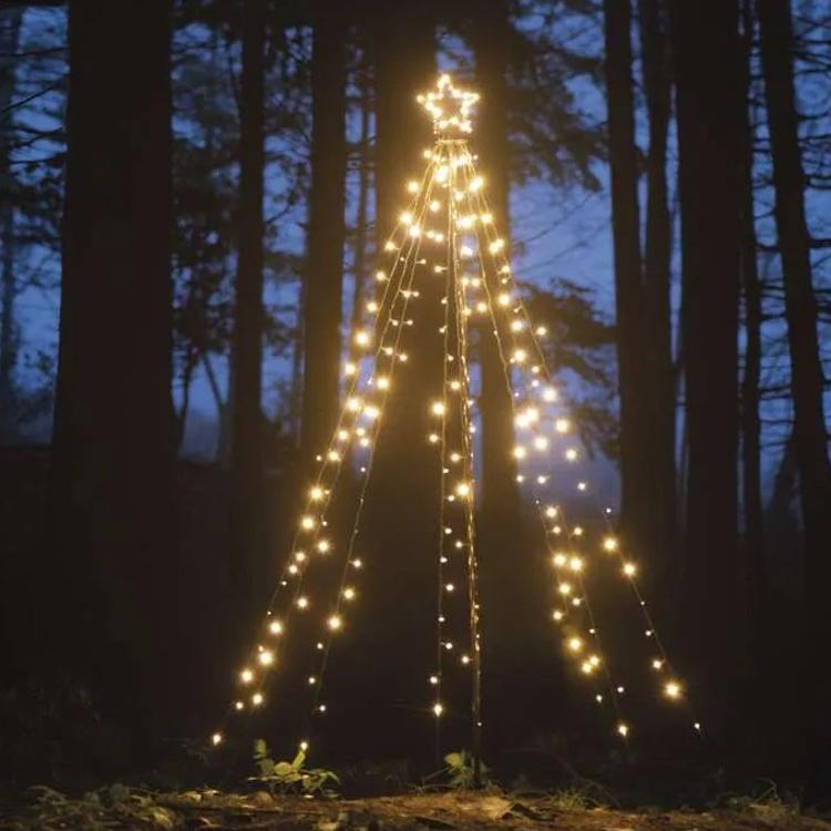 Božična LED jelka kovinska, 180 cm, zunanja in notranja, topla bela
