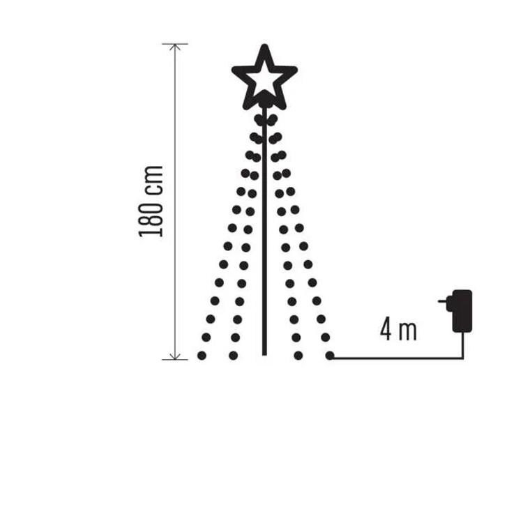 Božična LED jelka kovinska, 180 cm, zunanja in notranja, topla bela