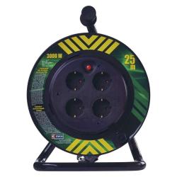 Kolutni podaljšek Emos 25 m / 4 vtičnice / črni / PVC / 230 V / 1,5 mm2