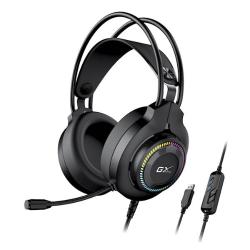 Genius GX gaming slušalke v črni barvi z mikrofonom, RGB osvetlitvijo in USB priključkom.