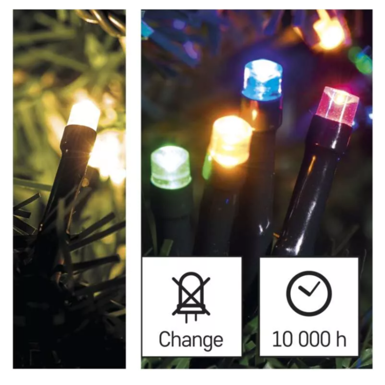 Božična veriga 2v1, 100 LED, 10 m, zunanja in notranja, topla bela/večbarvna_4