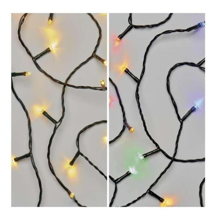 Božična veriga 2v1, 100 LED, 10 m, zunanja in notranja, topla bela/večbarvna