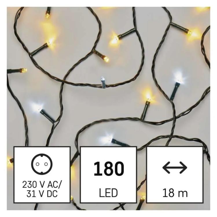 LED božična veriga utripajoča Emos, 18 m, zunanja in notranja, topla/hladna bela