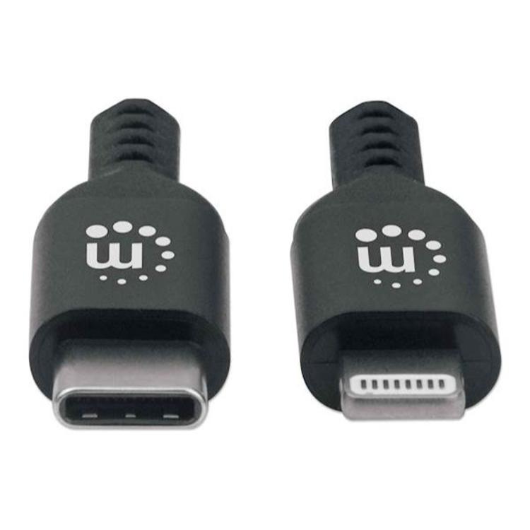 Kabel USB-C - Lightning MANHATTAN, 1m, črna