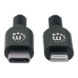Kabel USB-C - Lightning MANHATTAN, 1m, črna