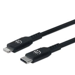 Kabel USB-C - Lightning MANHATTAN, 1m, črna