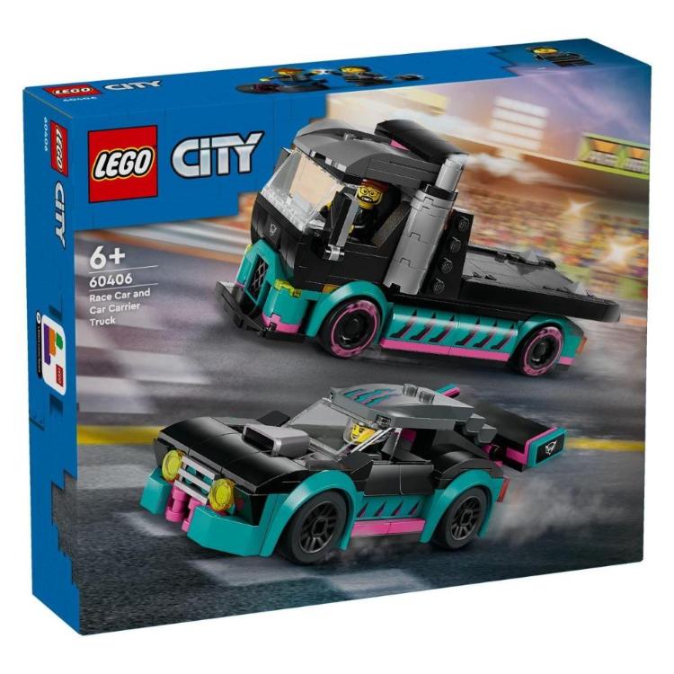 Lego City Dirkalni avto in tovornjak za prevoz avtomobilov - 60406