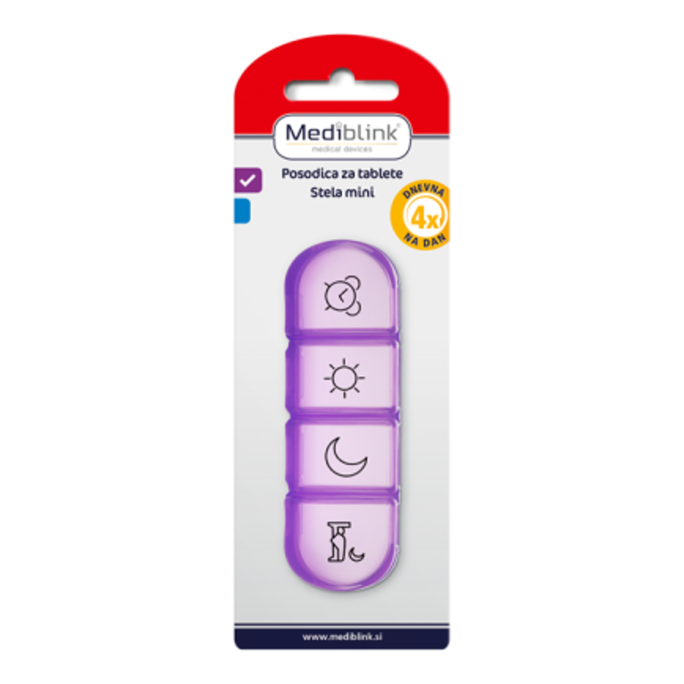 Dnevna posodica za tablete Mediblink Stela mini 4x/dan M019, vijolična