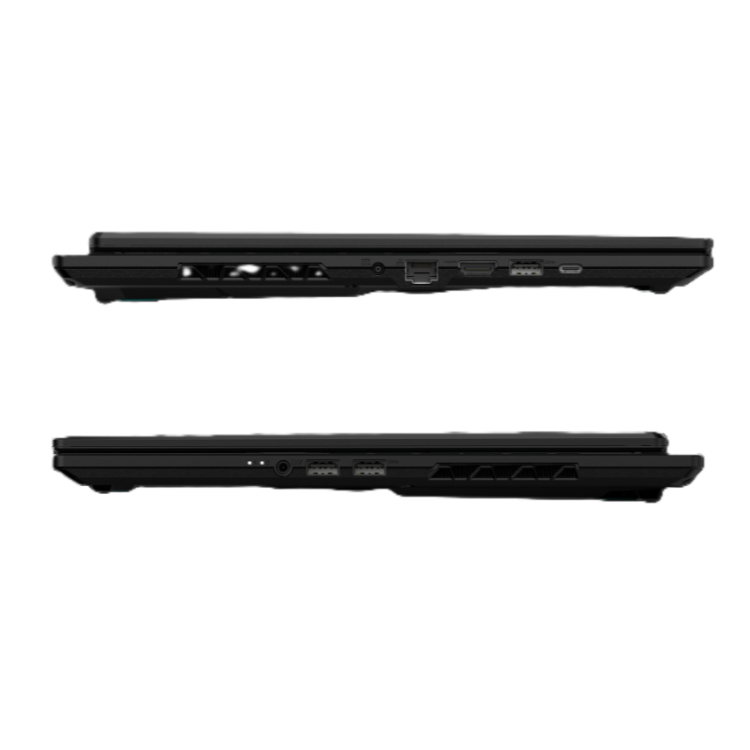 Stranska profila prenosnika GIGABYTE, priključki, hladilni zračniki in nizko ohišje.