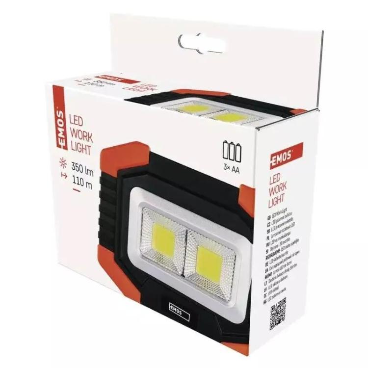 Ročna LED delovna svetilka Emos P4112 COB LED, 350 lm, 3×AA