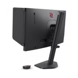 BenQ ZOWIE XL2566X+, zadnja stran monitorja, ZOWIE logotip, kabelski kanal, S‑Switch krmilnik, nastavljivo stojalo.