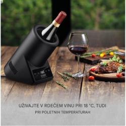 Kompaktni hladilnik za vino omogoča uživanje rdečega vina pri priporočeni temperaturi tudi v toplih dneh.