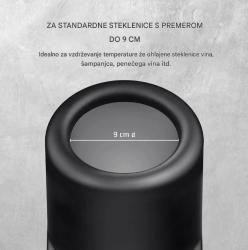 Hladilna posoda je primerna za standardne vinske steklenice s premerom do 9 cm.