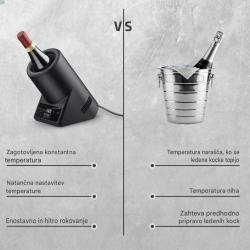 Električna hladilna posoda za vino zagotavlja stalno temperaturo in natančen nadzor hlajenja v primerjavi s klasično posodo z ledom.
