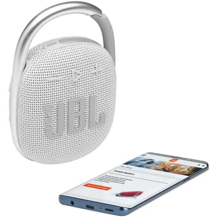 Prenosni zvočnik JBL Clip 4, Bluetooth, bela