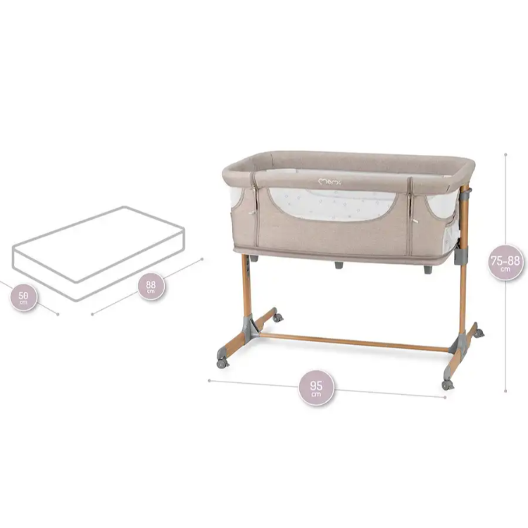 Pametna otroška postelja, stajica, nastavljiva višina + kot MoMi SMART BED 4v1, bež