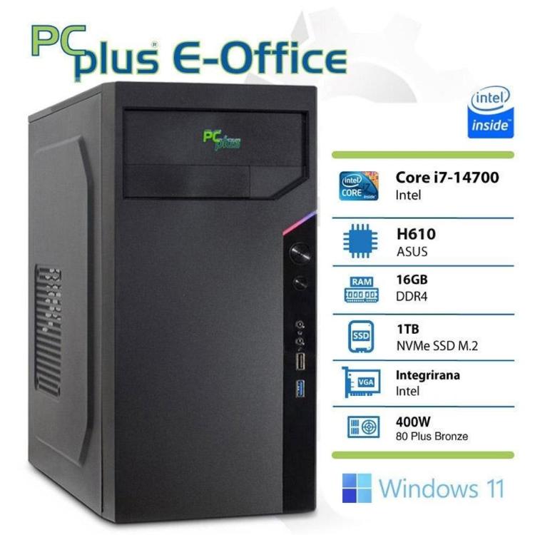 Namizni računalnik PCPLUS e-Office i7-14700 16GB 1TB NVMe SSD Windows 11 Pro