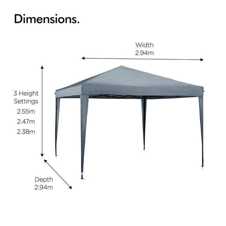 Paviljon VonHaus Pop-up, 3 x 3 m, siva