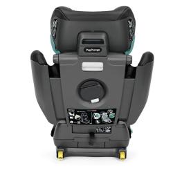 Zadnja stran otroškega avtosedeža z ISOFIX priključki in nalepkami z navodili