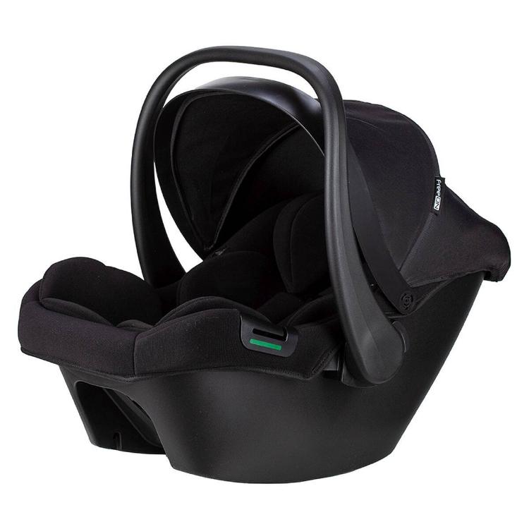 FreeON avtosedež za dojenčke v črni barvi z ergonomskim ročajem.