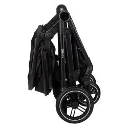 Zložen FreeON Neo voziček v črni barvi, primeren za enostavno shranjevanje in prevoz.