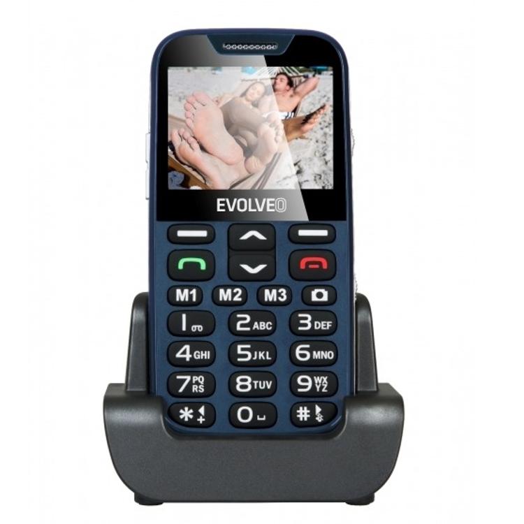 Mobilni telefon EVOLVEO Easyphone XD, telefon za starejše, moder