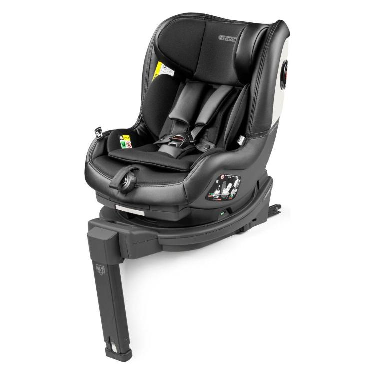 Otroški avtosedež v črni barvi na ISOFIX bazi z oporno nogo