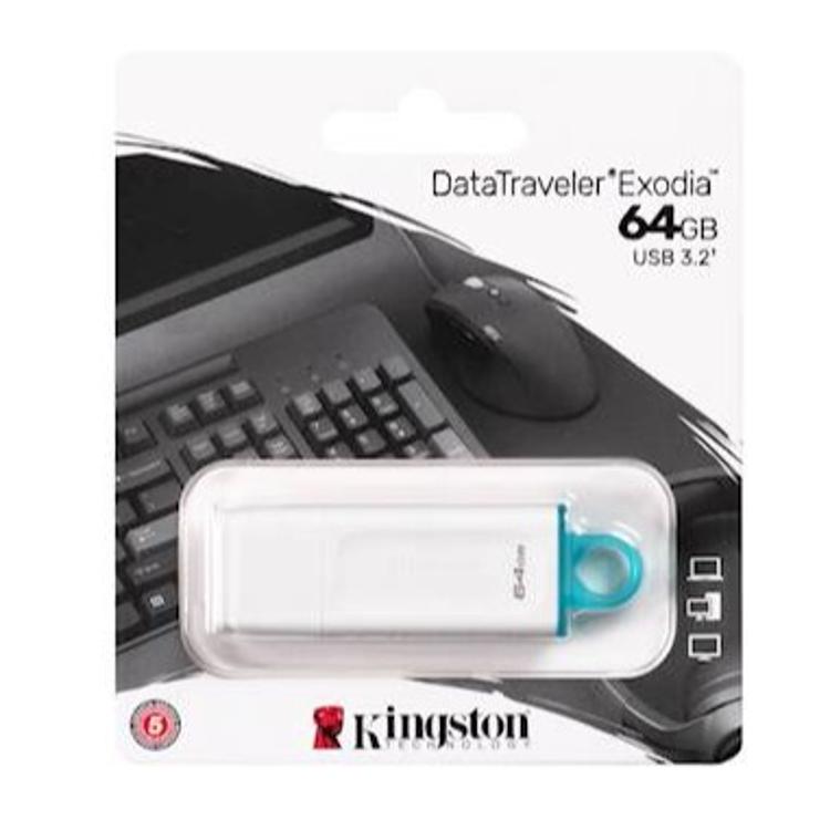 USB ključ Kingston 64GB DT Exodia, 3.2 Gen1, bel, s pokrovčkom