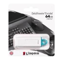 USB ključ Kingston 64GB DT Exodia, 3.2 Gen1, bel, s pokrovčkom