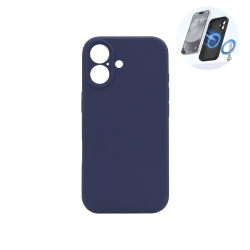Moder silikonski ovitek N‑Soft Magnetic za Apple iPhone 17 s podporo MagSafe, mehkim mat zaključkom in vgrajenim magnetnim obročem.