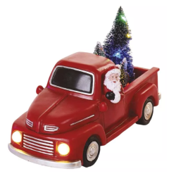 LED dekoracija Santa v avtu z božičnimi jelkami, 10 cm, 3x AA, notranja_1