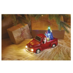LED dekoracija Santa v avtu z božičnimi jelkami, 10 cm, 3x AA, notranja_4