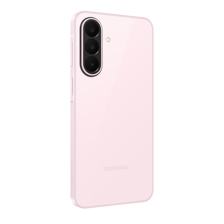 Samsung Galaxy A27 5G, roza, zadnji kotni pogled, trojna kamera, tanek profil, mat videz.