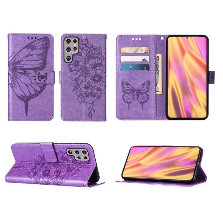 Preklopna torbica (WLGO-Butterfly) za Samsung Galaxy S23 Ultra, vijolična