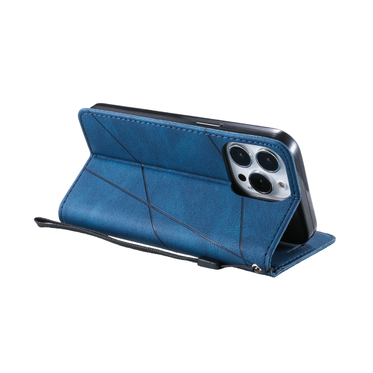 Preklopna torbica za Apple iPhone 16 Pro Max (WLGO-Lines), modra