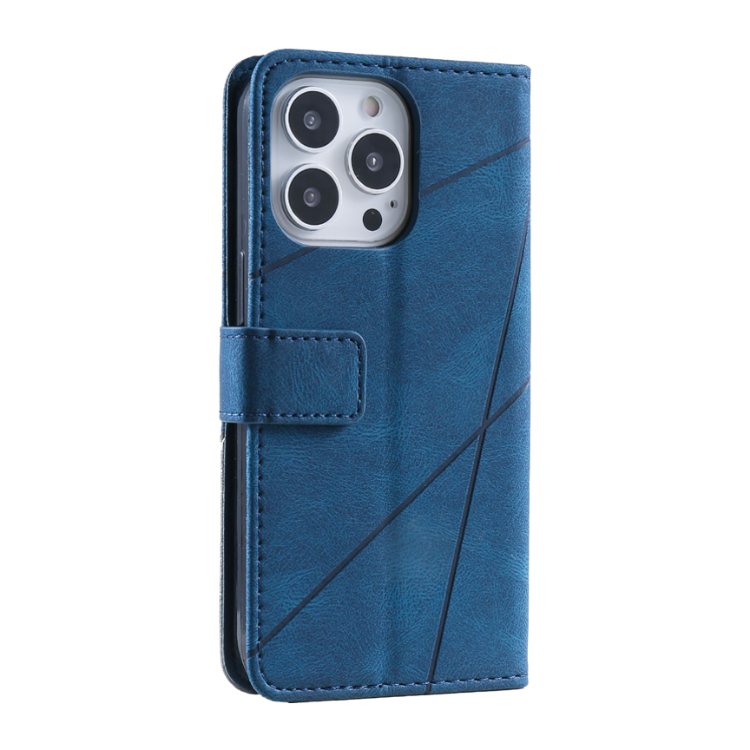 Preklopna torbica za Apple iPhone 16 Pro Max (WLGO-Lines), modra