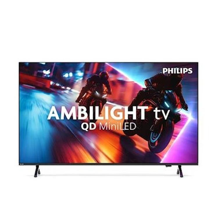 Philips Ambilight TV QD MiniLED, sprednji pogled z dinamično športno vsebino