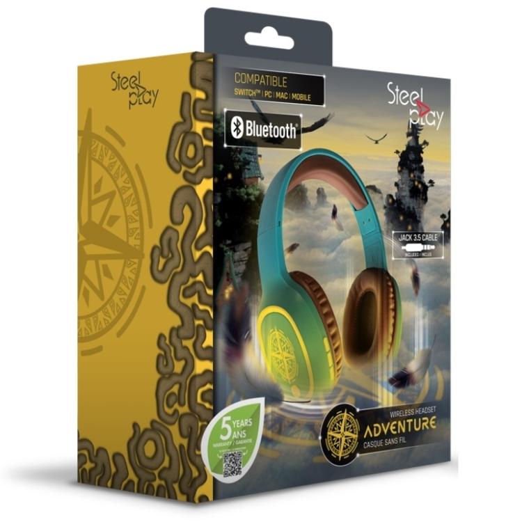 Brezžične slušalke Steelplay Adventure – kakovosten zvok, udobno prileganje in brezžična svoboda za poslušanje glasbe, igranje in zabavo kjerkoli.