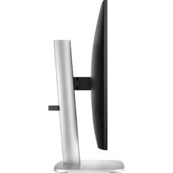 Stranski pogled na HP Series 5 Pro 27 QHD monitor s tankim profilom in srebrnim nastavljivim stojalom.