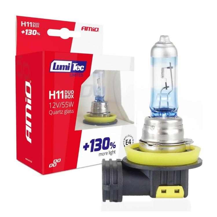 Halogenska žarnica Amio H11 12 V 55 W LumiTec Limited +130 % DUO, 2 kosa