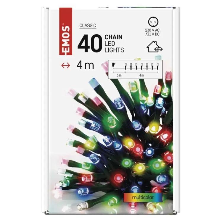 Božična veriga Emos, LED, 4 m, zunanja in notranja, večbarvna