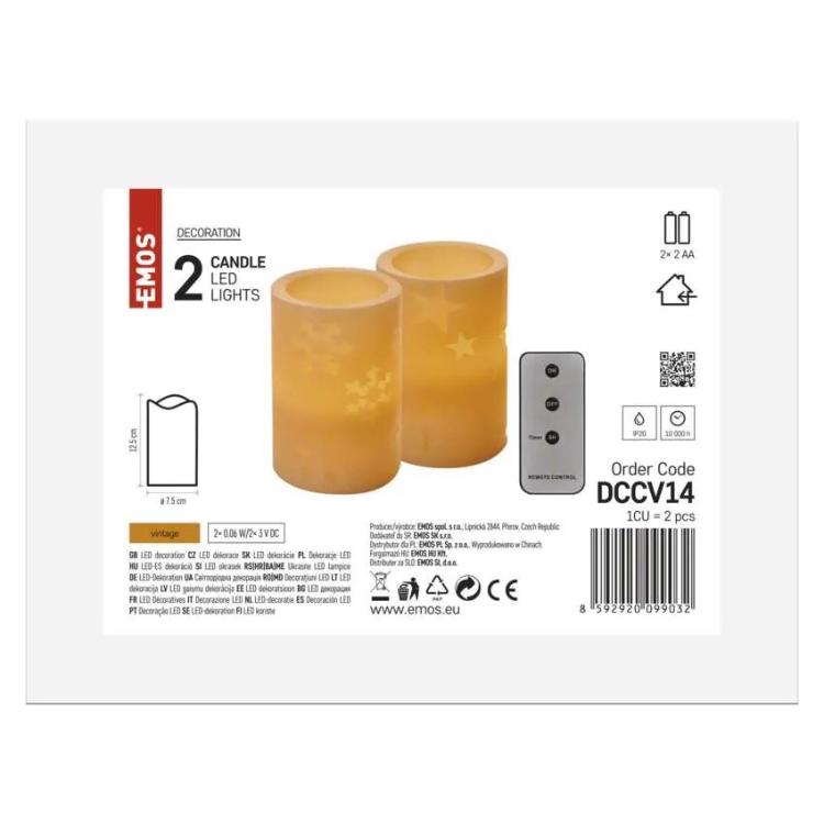 LED dekoracija Emos 2× voščena sveča