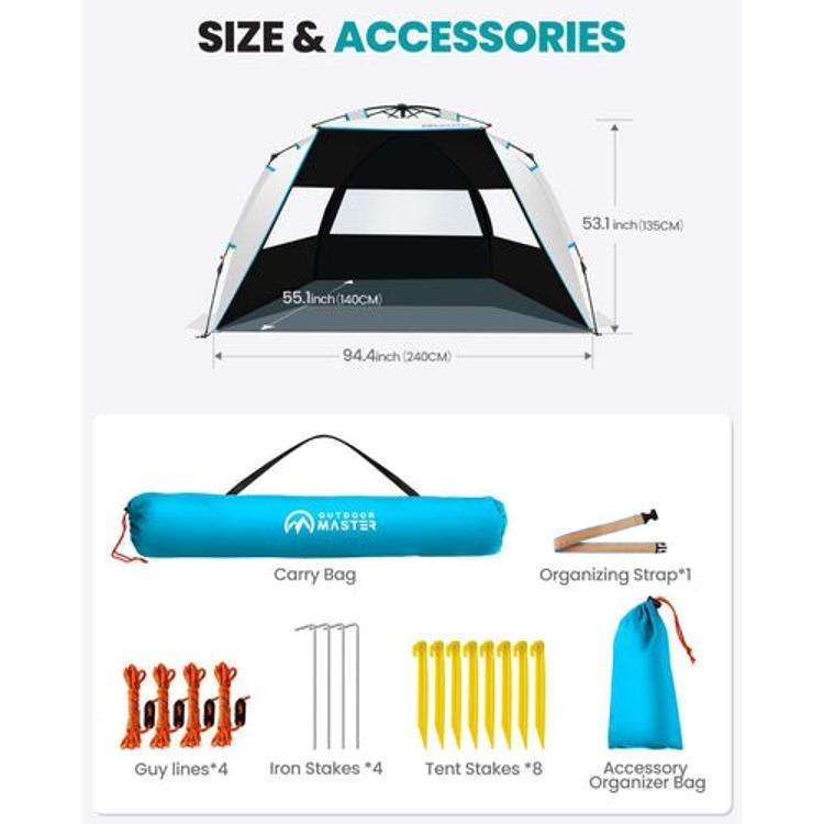Šotor za na plažo Outdoor Master Pop - Up, moder 