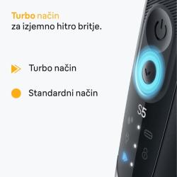 Braun Series 5 S5 brivnik, prikaz Turbo in standardnega načina za hitro in učinkovito britje