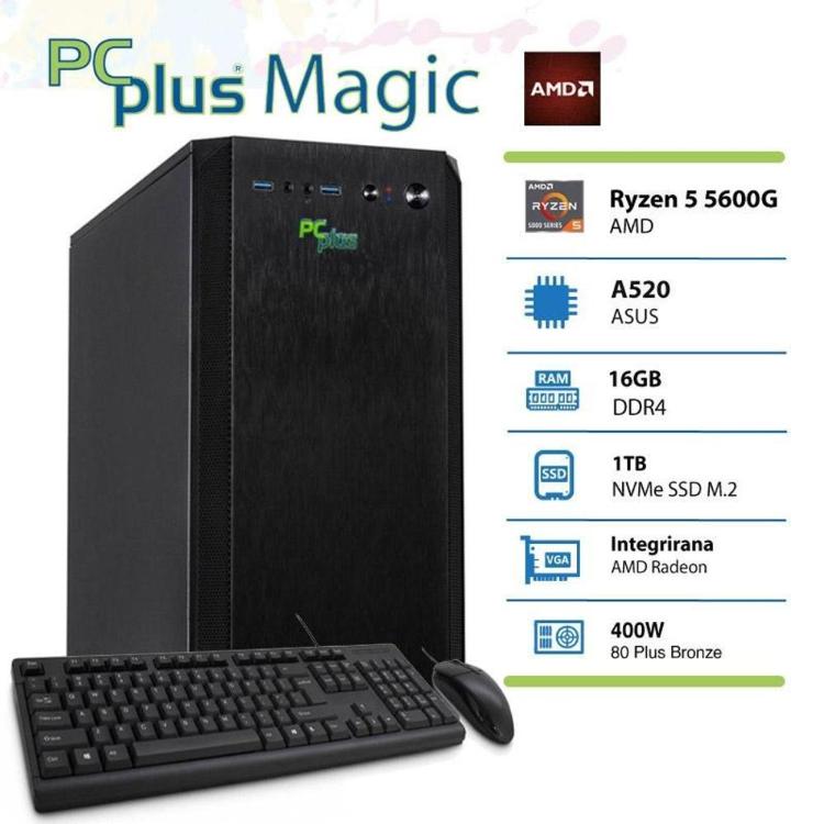 Namizni računalnik PCPLUS Magic AMD Ryzen 5 5600G 16GB 1TB NVMe SSD